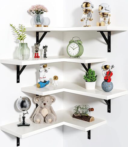 Corner Shelf Wall Mounted, Set of 4, Floating Shelves, Wall Shelf, Corner Hanging Shelves for Living Room, Kitchen and Bedroom (Brown, 16.3 Inches) in Saudi Arabia