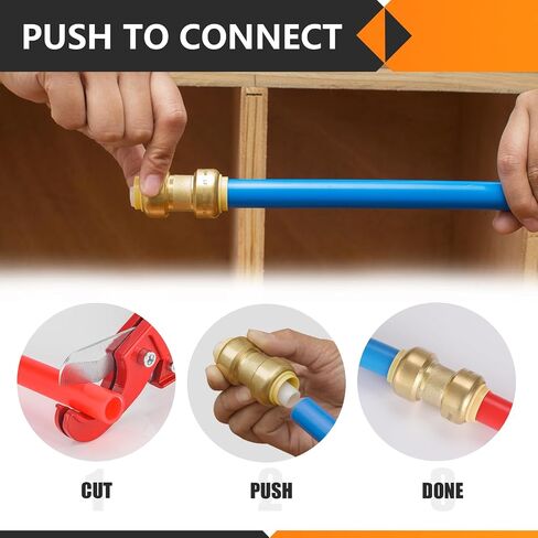 10 عبوات من قابس Pushfit (غطاء النهاية)، دفع 1/2 بوصة لتوصيل تركيبات السباكة بمشبك فصل، تركيبات نحاسية قابلة للدفع لأنابيب PEX، النحاس، CPVC، PE-RT in Kuwait