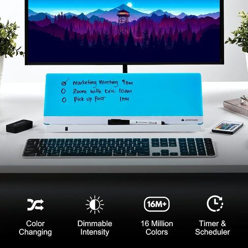 Note Tower LED Desktop Whiteboard – Ambience Color Changing Dry Erase White Board for to-Do Lists & Note-Taking - Remote & App Controlled for Office, Home and School (Electric) - White in Saudi Arabia