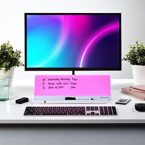 Note Tower LED Desktop Whiteboard – Ambience Color Changing Dry Erase White Board for to-Do Lists & Note-Taking - Remote & App Controlled for Office, Home and School (Electric) - White in Saudi Arabia
