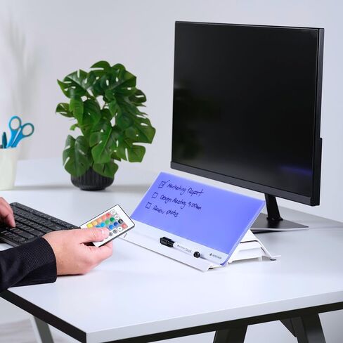 Note Tower LED Desktop Whiteboard – Ambience Color Changing Dry Erase White Board for to-Do Lists & Note-Taking - Remote & App Controlled for Office, Home and School (Electric) - White in Saudi Arabia