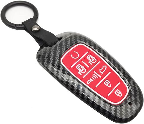 ABS Carbon Fibre Protector Key Fob Cover Case Keychain fit for Hyundai Sonata Santa fe Tucson Keyless Entry Key Fob in Saudi Arabia