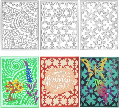 3 قطع من قوالب القطع لصنع البطاقات، إطار مجوف من FineGood يمكنك صنعه بنفسك من قوالب استنسل منقوشة معدنية لتزيين سجل القصاصات الورقية للألبوم in Kuwait