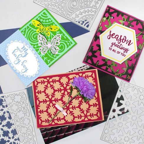 3 قطع من قوالب القطع لصنع البطاقات، إطار مجوف من FineGood يمكنك صنعه بنفسك من قوالب استنسل منقوشة معدنية لتزيين سجل القصاصات الورقية للألبوم in Kuwait