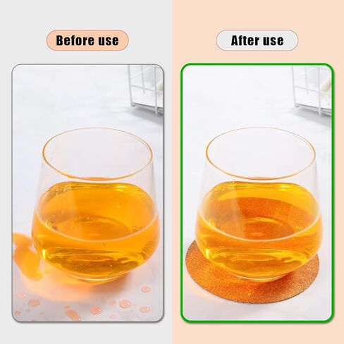 Pangda 100 Pieces Self-Adhesive DIY Coaster Square Cork and Round Cork Backing Sheets, Mini Wall Cork Tiles for Coasters and DIY Sticky Crafts, 4 x 4 Inch in Saudi Arabia
