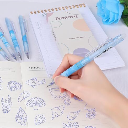12 قطعة من أقلام الجل اللطيفة القابلة للمسح، تجعل الأخطاء تختفي، كتابة ناعمة بنقطة دقيقة 0.5 مم للألغاز المخططة، حبر أزرق وأسود بدون تلطخ للوازم المكتبية المدرسية (أزرق) in Saudi Arabia