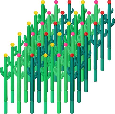 36 Pack Cactus Shaped Roller Pens Novelty Cactus Plant Gel Ink Pens Cactus Shaped Ballpoint Black Cactus Gel Ink Rollerball Pen with Flower for Summer School Home Office Supplies Gift, 3 Colors in Saudi Arabia