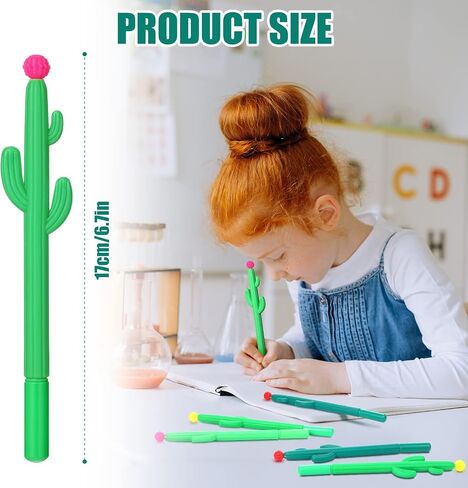 36 Pack Cactus Shaped Roller Pens Novelty Cactus Plant Gel Ink Pens Cactus Shaped Ballpoint Black Cactus Gel Ink Rollerball Pen with Flower for Summer School Home Office Supplies Gift, 3 Colors in Saudi Arabia