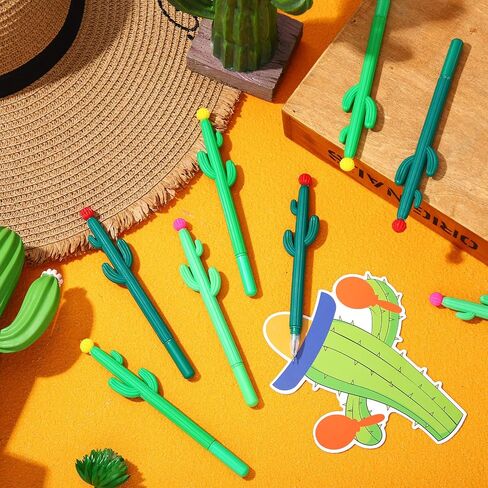 36 Pack Cactus Shaped Roller Pens Novelty Cactus Plant Gel Ink Pens Cactus Shaped Ballpoint Black Cactus Gel Ink Rollerball Pen with Flower for Summer School Home Office Supplies Gift, 3 Colors in Saudi Arabia