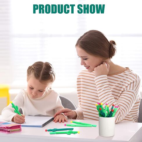 36 Pack Cactus Shaped Roller Pens Novelty Cactus Plant Gel Ink Pens Cactus Shaped Ballpoint Black Cactus Gel Ink Rollerball Pen with Flower for Summer School Home Office Supplies Gift, 3 Colors in Saudi Arabia