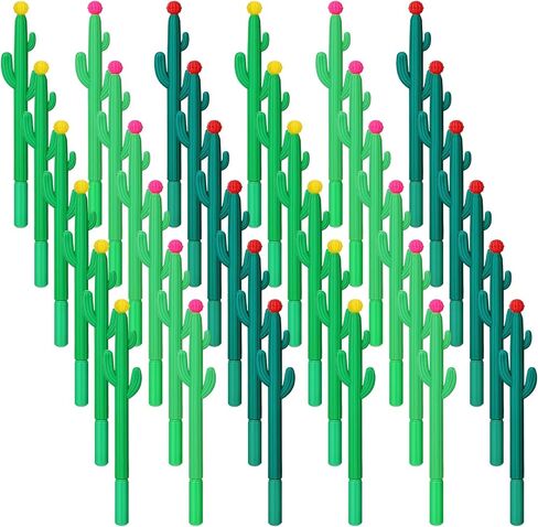 36 Pack Cactus Shaped Roller Pens Novelty Cactus Plant Gel Ink Pens Cactus Shaped Ballpoint Black Cactus Gel Ink Rollerball Pen with Flower for Summer School Home Office Supplies Gift, 3 Colors in Saudi Arabia