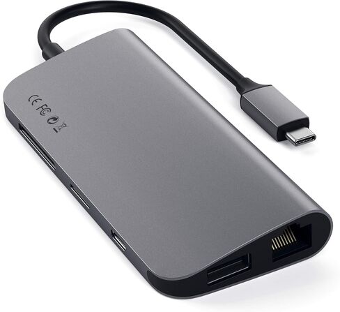 Satechi Type-C Multimedia Adapter with 4K HDMI, Mini DP, USB-C PD, Gigabit Ethernet, USB 3.0, Micro/SD Card Slots - for M2/ M1 MacBook Pro, M2/ M1 MacBook Air (Space Gray) in Saudi Arabia
