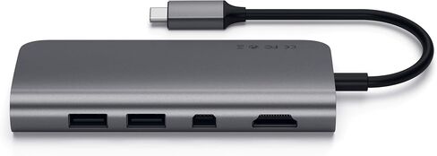 Satechi Type-C Multimedia Adapter with 4K HDMI, Mini DP, USB-C PD, Gigabit Ethernet, USB 3.0, Micro/SD Card Slots - for M2/ M1 MacBook Pro, M2/ M1 MacBook Air (Space Gray) in Saudi Arabia