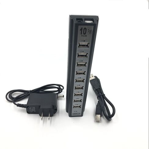 Powered USB Hub 2.0, 10-Port USB Hub USB Extender Splitter (Support Smart Charging + Faster Data Transfer) with Individual LED Indicator Light for MacBook, PC, Laptop in Saudi Arabia
