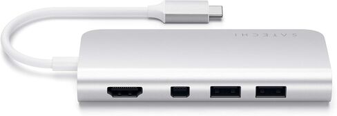 محول الوسائط المتعددة Satechi من النوع C مع 4K HDMI، Mini DP، USB-C PD، Gigabit Ethernet، USB 3.0، فتحات بطاقة Micro/SD - لجهاز M2/ M1 MacBook Pro، M2/ M1 MacBook Air (رمادي فضائي) in Kuwait