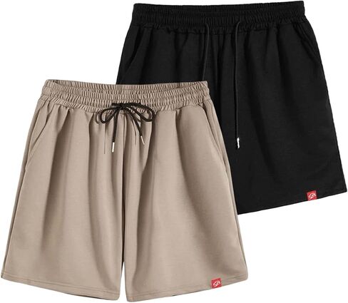 GORGLITTER Men's 3 Pack Letter Patched Drawstring Waist Workout Track Shorts with Pockets in Saudi Arabia