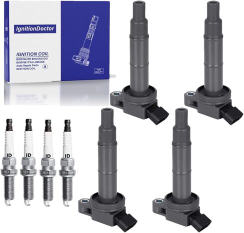 Long Endurance Iridium Spark Plugs and Ignition Coil Pack of 4, UF333 Compatible with Toyota Camry Matrix RAV4 Highlander Solara Vibe TC HS250h 2.4L 3.0L 3.3L l4 V6. Replaces 90919-02244 in Saudi Arabia