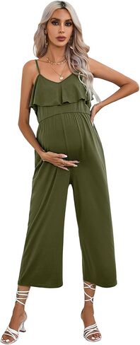 جمبسوت صيفي كاجوال للحوامل برقبة على شكل حرف V وكشكشة عالية الخصر وفضفاض من أجل التقاط الصور لاستحمام الطفل in Kuwait