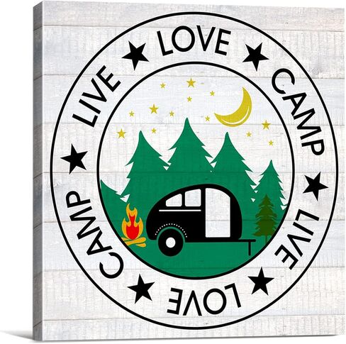 Camping Always Take the Scenic Route Farmhouse Canvas Print Wall Art Decor Rustic Traveler Hiker Camper Sign Painting Poster Plaque Rustic Home Decoration (8 X 8 inch, Framed) in Saudi Arabia