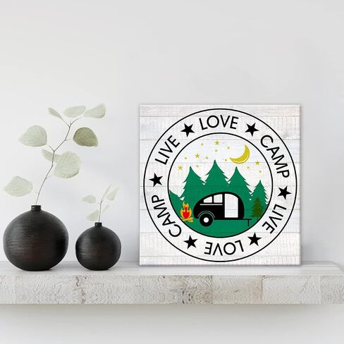 Camping Always Take the Scenic Route Farmhouse Canvas Print Wall Art Decor Rustic Traveler Hiker Camper Sign Painting Poster Plaque Rustic Home Decoration (8 X 8 inch, Framed) in Saudi Arabia
