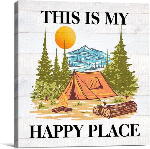 Camping Always Take the Scenic Route Farmhouse Canvas Print Wall Art Decor Rustic Traveler Hiker Camper Sign Painting Poster Plaque Rustic Home Decoration (8 X 8 inch, Framed) in Saudi Arabia