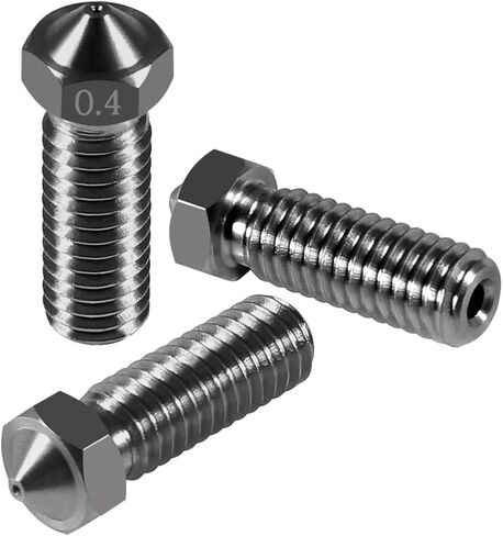 5Pcs Nozzles 0.4mm Hardened Steel Extruder Print Head M6 Lengthen Extruder Thread Volcano Nozzles for 1.75mm Filament E3D V5-V6 3D Printer in Kuwait