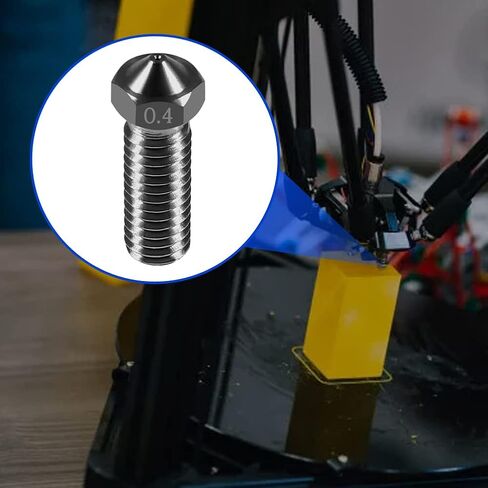 5Pcs Nozzles 0.4mm Hardened Steel Extruder Print Head M6 Lengthen Extruder Thread Volcano Nozzles for 1.75mm Filament E3D V5-V6 3D Printer in Kuwait