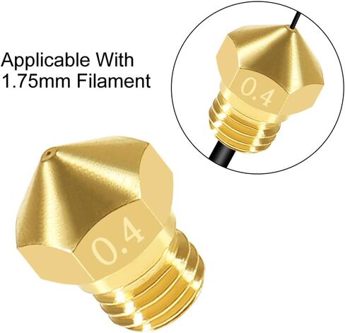 5Pcs Nozzles 0.4mm Hardened Steel Extruder Print Head M6 Lengthen Extruder Thread Volcano Nozzles for 1.75mm Filament E3D V5-V6 3D Printer in Kuwait
