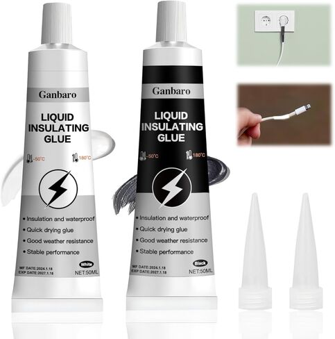 شريط كهربائي سائل 3.5 أونصة طقم أبيض وأسود معطف مطاطي عازل سائل، طلاء مطاطي، مانع تسرب عازل للأسلاك والكابلات، الاستخدام البحري والمنزلي in Kuwait