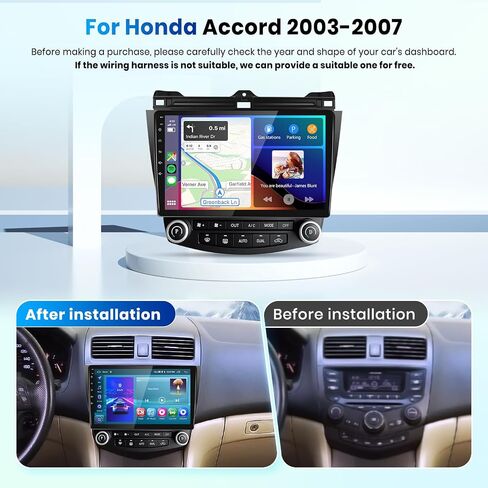 2G+64G for Honda Accord 7th 2003-2007 Android 13 Car Stereo with Wireless Carplay Android Auto, 10.1 Inch Touch Screen Car Radio Support GPS/WiFi/Bluetooth/FM/Voice Control/SWC/Backup Camera in Saudi Arabia