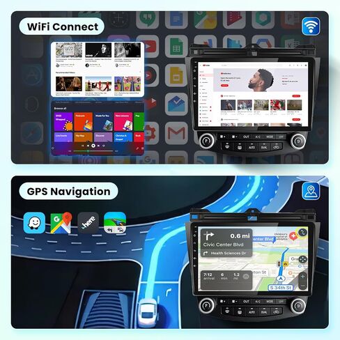 2G+64G for Honda Accord 7th 2003-2007 Android 13 Car Stereo with Wireless Carplay Android Auto, 10.1 Inch Touch Screen Car Radio Support GPS/WiFi/Bluetooth/FM/Voice Control/SWC/Backup Camera in Saudi Arabia