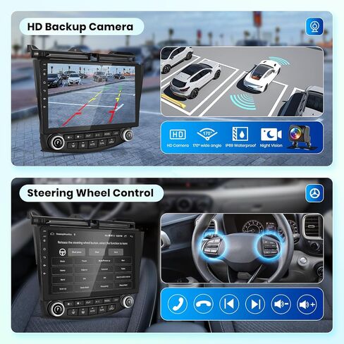 2G+64G for Honda Accord 7th 2003-2007 Android 13 Car Stereo with Wireless Carplay Android Auto, 10.1 Inch Touch Screen Car Radio Support GPS/WiFi/Bluetooth/FM/Voice Control/SWC/Backup Camera in Saudi Arabia
