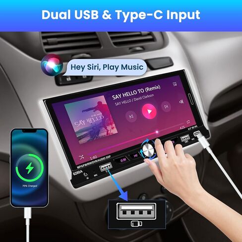 ستيريو سيارة Apple Carplay لاسلكي 2+64 جيجا بايت بنظام Android Single Din، شاشة لمس 6.9 بوصة، راديو سيارة بلوتوث، واي فاي، ملاحة GPS، وصلة مرآة، USB/Type-C، كاميرا احتياطية in Kuwait