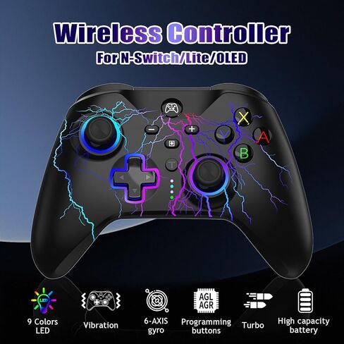 YUDEG Switch Controller, RGB LED Wireless Pro Controllers Joystick Compatible with Switch, 2 Pack in Kuwait