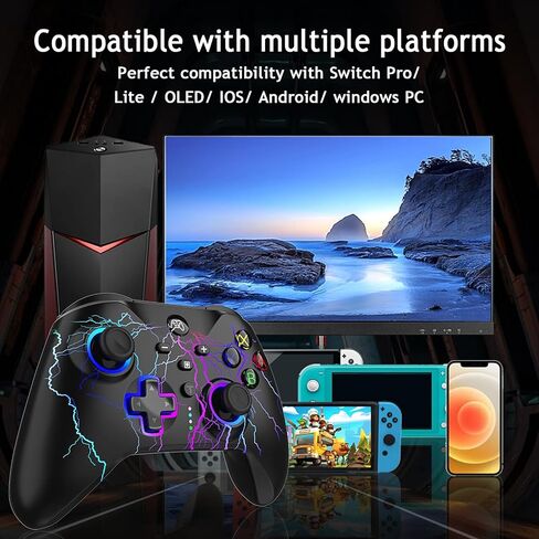 YUDEG Switch Controller, RGB LED Wireless Pro Controllers Joystick Compatible with Switch, 2 Pack in Kuwait