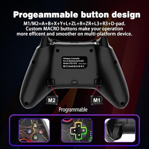 YUDEG Switch Controller, RGB LED Wireless Pro Controllers Joystick Compatible with Switch, 2 Pack in Kuwait