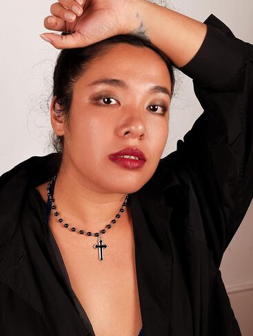 Sacina Goth Y2k Bead Cross Choker Necklace, Bead Rosary Necklace, Goth Choker Necklace, Halloween Christmas New Year Jewelry Gift For Women in Saudi Arabia