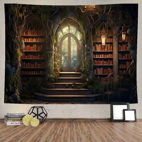 Ine Ive Vintage Library Palace Tapestry Wall Hanging 80x60 Inches Medieval Door Bookshelf Study Room Wall Tapestry for Bedroom Living Room Dorm Home Decor GTMRIE0012 in Saudi Arabia