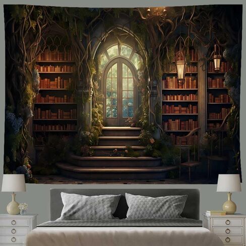 Ine Ive Vintage Library Palace Tapestry Wall Hanging 80x60 Inches Medieval Door Bookshelf Study Room Wall Tapestry for Bedroom Living Room Dorm Home Decor GTMRIE0012 in Saudi Arabia