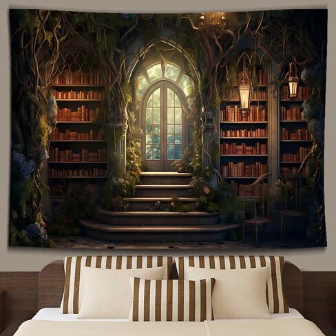 Ine Ive Vintage Library Palace Tapestry Wall Hanging 80x60 Inches Medieval Door Bookshelf Study Room Wall Tapestry for Bedroom Living Room Dorm Home Decor GTMRIE0012 in Saudi Arabia