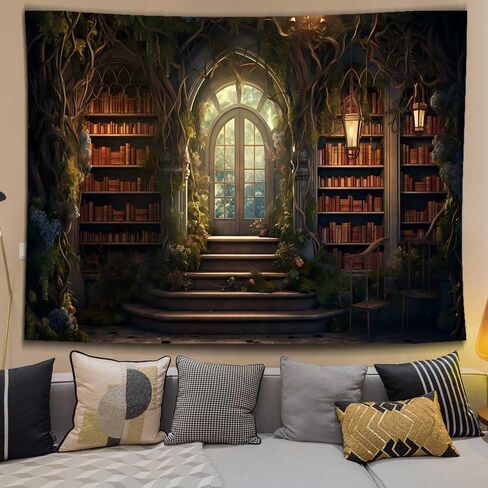 Ine Ive Vintage Library Palace Tapestry Wall Hanging 80x60 Inches Medieval Door Bookshelf Study Room Wall Tapestry for Bedroom Living Room Dorm Home Decor GTMRIE0012 in Saudi Arabia
