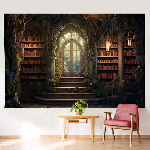 Ine Ive Vintage Library Palace Tapestry Wall Hanging 80x60 Inches Medieval Door Bookshelf Study Room Wall Tapestry for Bedroom Living Room Dorm Home Decor GTMRIE0012 in Saudi Arabia