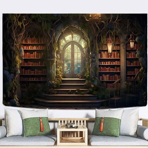 Ine Ive Vintage Library Palace Tapestry Wall Hanging 80x60 Inches Medieval Door Bookshelf Study Room Wall Tapestry for Bedroom Living Room Dorm Home Decor GTMRIE0012 in Saudi Arabia