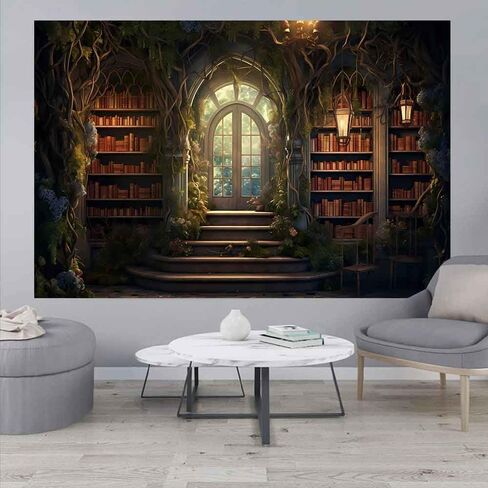 Ine Ive Vintage Library Palace Tapestry Wall Hanging 80x60 Inches Medieval Door Bookshelf Study Room Wall Tapestry for Bedroom Living Room Dorm Home Decor GTMRIE0012 in Saudi Arabia