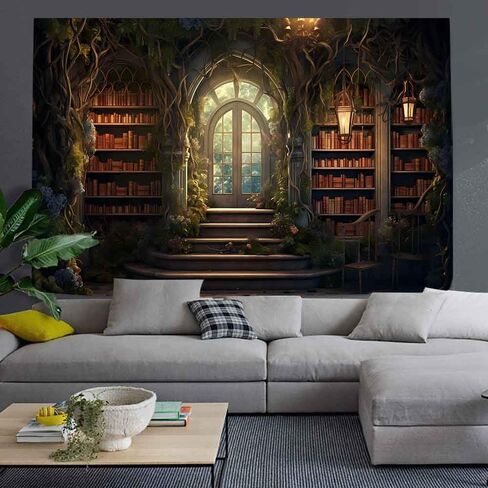 Ine Ive Vintage Library Palace Tapestry Wall Hanging 80x60 Inches Medieval Door Bookshelf Study Room Wall Tapestry for Bedroom Living Room Dorm Home Decor GTMRIE0012 in Saudi Arabia