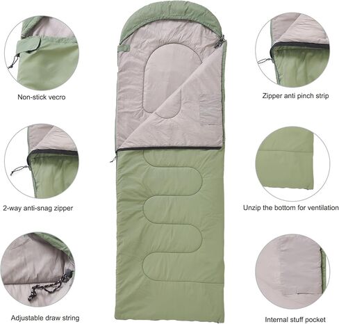Lightweight Sleeping Bag 2.43lbs, Backpacking Sleeping Bag 46℉-59℉, Nylon Shell and Lining, Waterproof, Compact, Ultralight Sleeping Bag for Backpacking Camping Hiking in Saudi Arabia