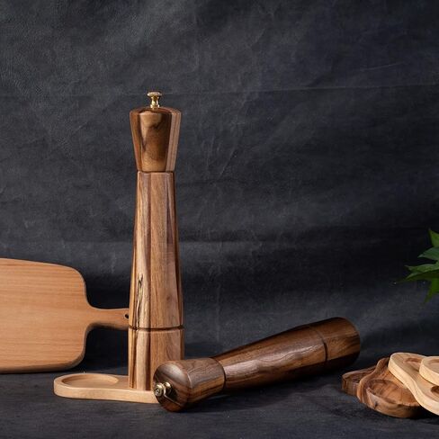 صينية مطحنة الملح والفلفل، خشب السنط، مسند مطحنة الفلفل، واقي طاولة الطعام، القطر الداخلي 6 سم / 2.36 بوصة (مطحنة الفلفل ومطحنة الملح غير متضمنة) in Kuwait