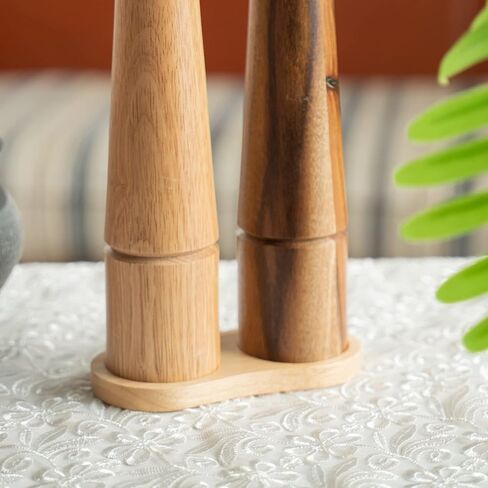 صينية مطحنة الملح والفلفل، خشب السنط، مسند مطحنة الفلفل، واقي طاولة الطعام، القطر الداخلي 6 سم / 2.36 بوصة (مطحنة الفلفل ومطحنة الملح غير متضمنة) in Kuwait