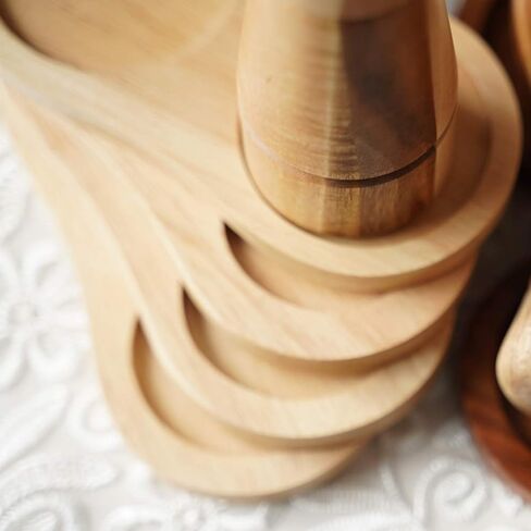 صينية مطحنة الملح والفلفل، خشب السنط، مسند مطحنة الفلفل، واقي طاولة الطعام، القطر الداخلي 6 سم / 2.36 بوصة (مطحنة الفلفل ومطحنة الملح غير متضمنة) in Kuwait