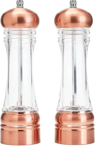 مجموعة مطاحن الملح والفلفل مقاس 8 بوصات قابلة لإعادة الملء، مطحنة ملح البحر من السيراميك الشفاف مع خشونة قابلة للتعديل، لمطعم المطبخ من ديرليت (قطعتان) in Kuwait